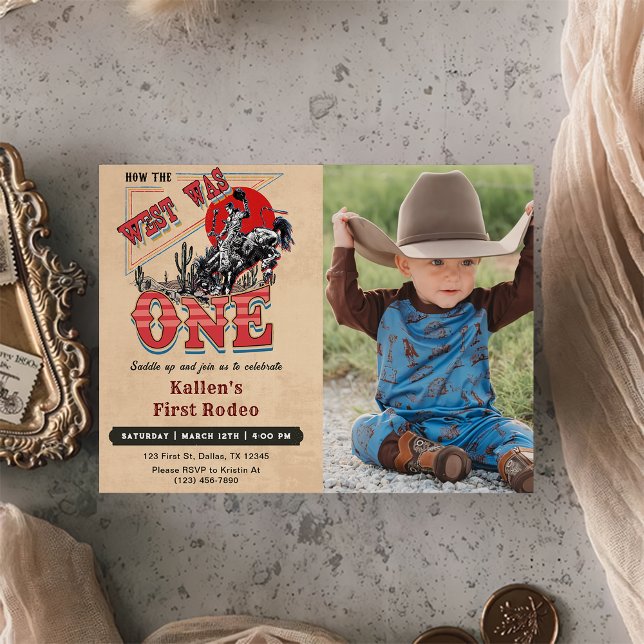 Cowboyfoto Birthday, hur Västern var en Inbjudningar (Skapare uppladdad)