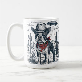 cowboyfransk bulldog vintage utomjording western kaffemugg
