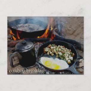 Cowboyfrukost bröt samman i det sandiga tvättställ vykort