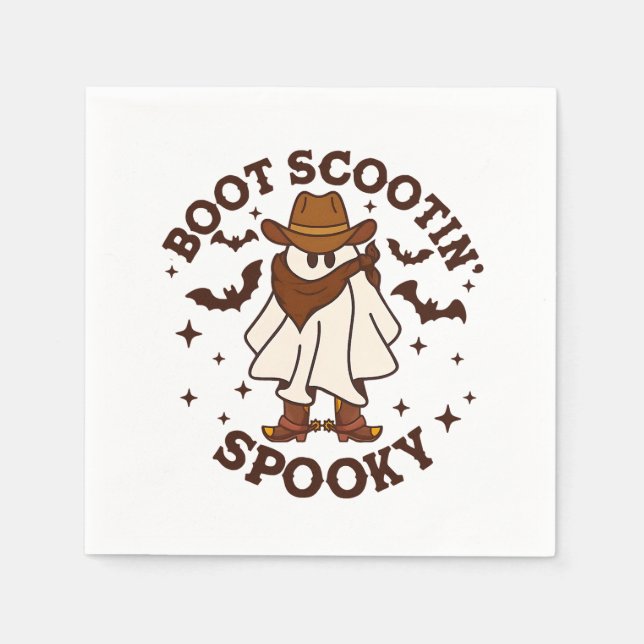 CowboyGhost Cowhide Boot Scooting Spooky Western Pappersservett (Framsidan)
