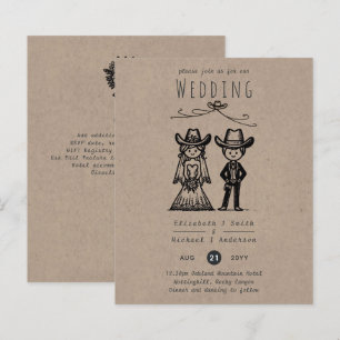 Cowboyhandtaget Bröllop Tecknad Bride Groom