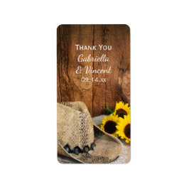 Cowboyhat Sunblommor Barn Wood Bröllop Tack Adressetikett