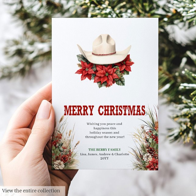 Cowboyhatt julhälsningskort utskrivbart julkort (Cowboy hat Christmas greeting card printable

)