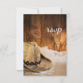 Cowboyhatt och Barn Wood Westernt Bröllop OSA Card