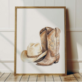 Cowboyhatt och stövlar Affisch Barn Västra rumsdek