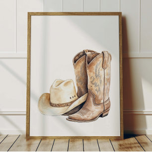 Cowboyhatt och stövlar Affisch Barn Västra rumsdek