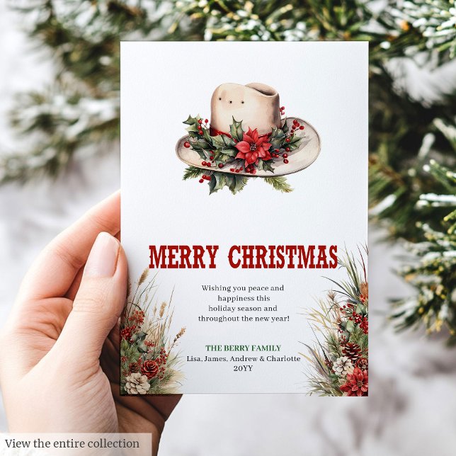 Cowboyhatt Prairie Julkort (Cowboy Hat Prairie Holiday Greeting Card)