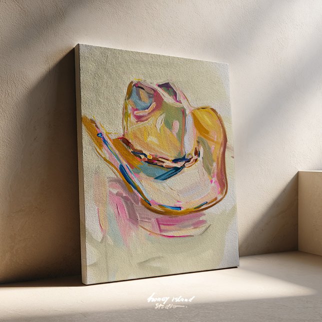 Cowboyhatt Väggkonst Canvas (cowgirl hat art, western decor, boho wall art, country style, rustic canvas, cowgirl aesthetic, dese)
