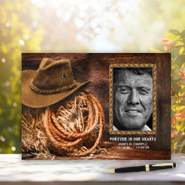 Cowboyhattfoto begravnings- minnesgästbok gästböcker