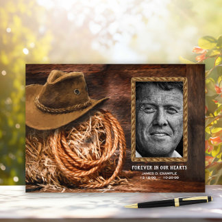 Cowboyhattfoto begravnings- minnesgästbok gästböcker