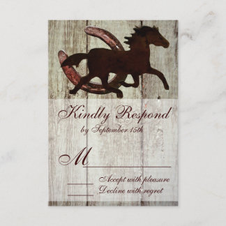 Cowboyhorse Horseshoe Land Stil Bröllop OSA Kort