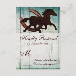 Cowboyhorse Horseshoe Land Stil Bröllop OSA Kort