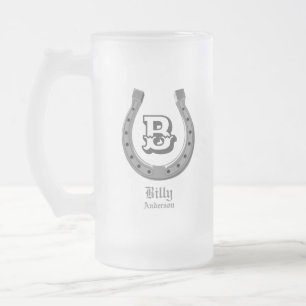 Cowboyhorse Shoe Personlig Monogram Frostat Ölglas