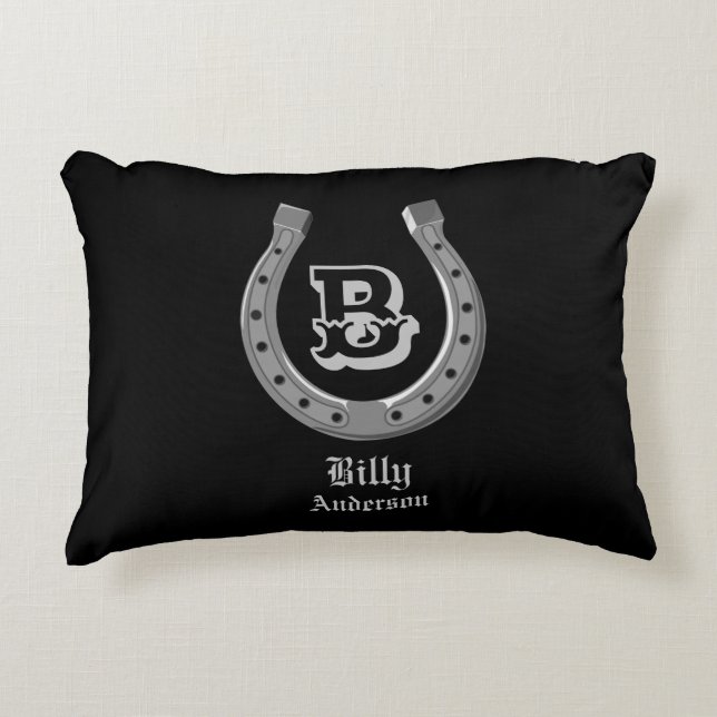 Cowboyhorse Shoe Personlig Monogram Prydnadskudde (Framsidan)
