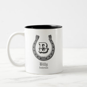 Cowboyhorse Shoe Personlig Monogram Två-Tonad Mugg