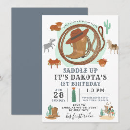 Cowboyinbjudan första födelsedagen inbjudningar