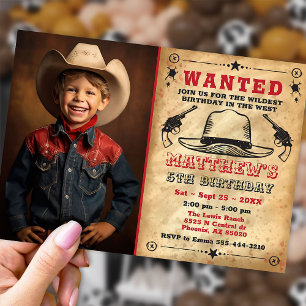 Cowboyinbjudan med foto, Westerna födelsedagen Inbjudningar