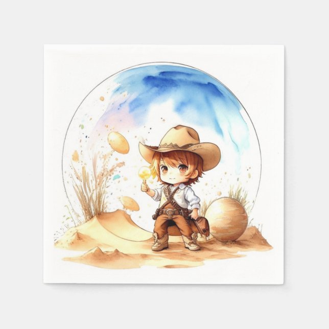 Cowboyinspirerad Theme Pojke Shower Pappersservett (Framsidan)