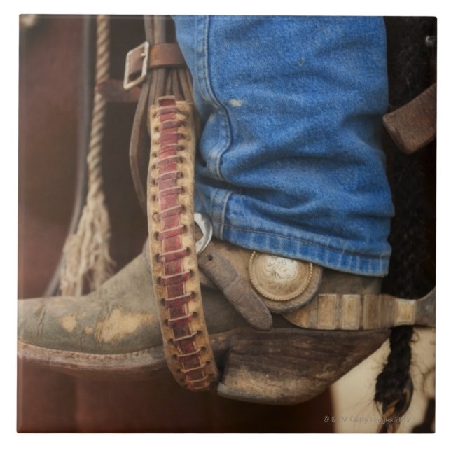 Cowboykängan med sporrar kakelplatta (Framsidan)