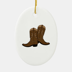 Cowboykängor Julgransprydnad Keramik
