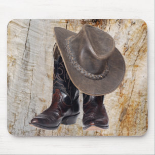 Cowboykängor och hatt musmatta