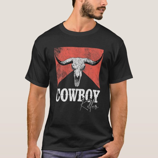 CowboyKillers Bull Skull Howdy Punchy Western Cou T Shirt (Framsida)