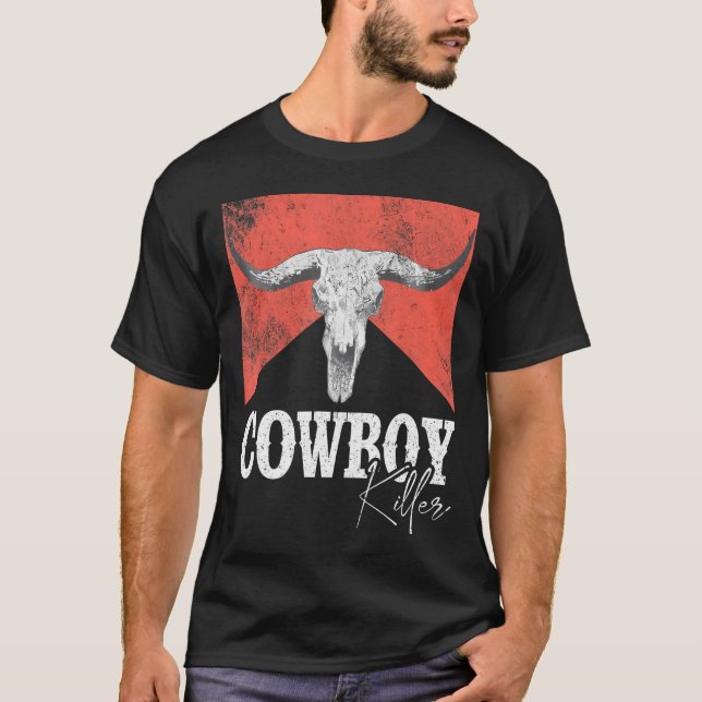 CowboyKillers Bull Skull Howdy Punchy Western Cou T Shirt (Framsida)