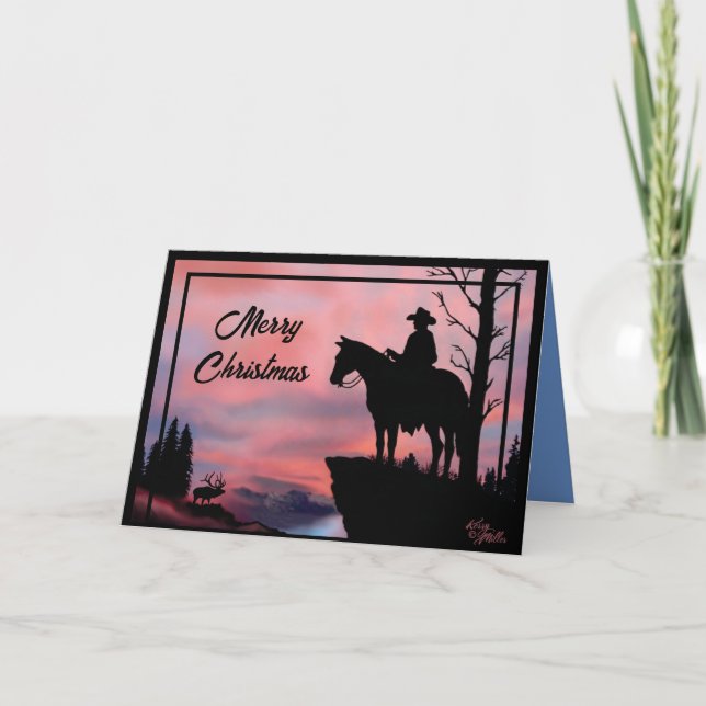 Cowboykort och julkort för häst helgkort (Framsida)