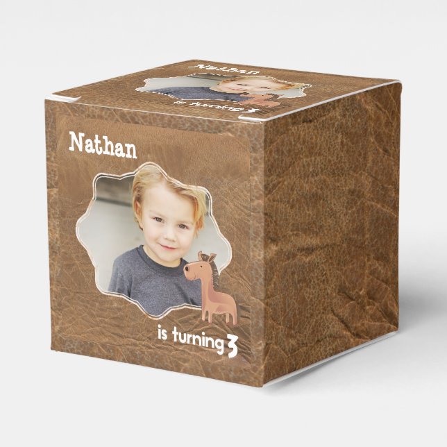 Cowboyläder med häst presentaskar (Framsidan Sidan)