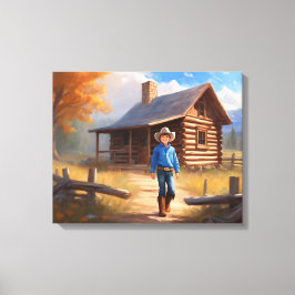 Cowboylogg Cabin Boy's Bedroom Art Canvastryck