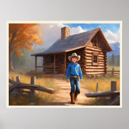 Cowboylogg Cabin Boy's Bedroom Art Poster