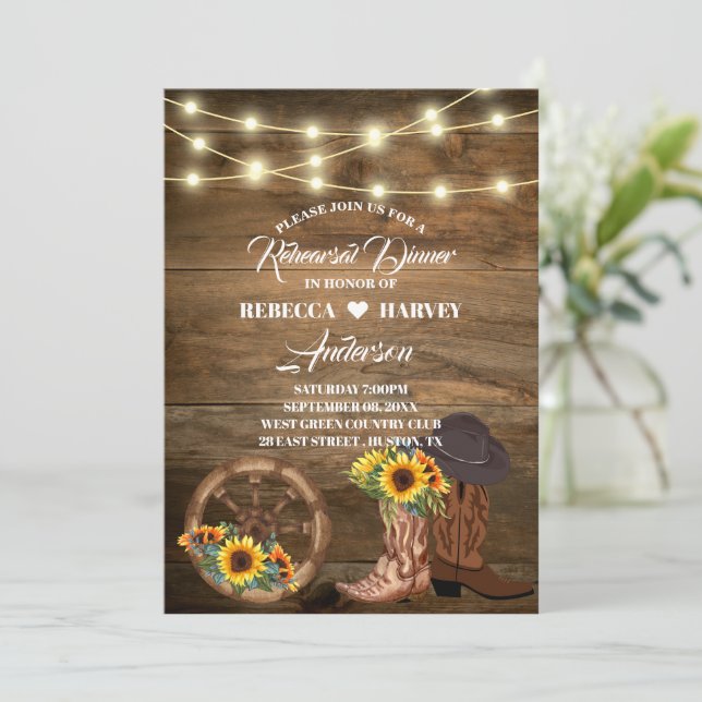 cowboymiddag i westerna bröllop i länderna inbjudningar (Stående Fram)