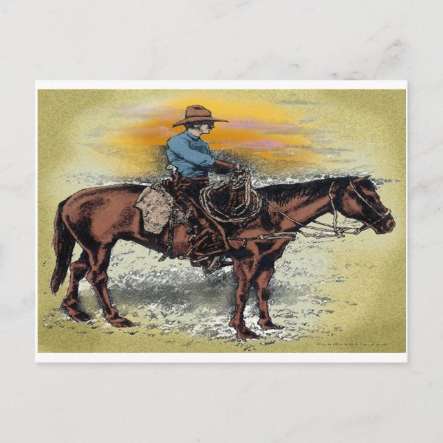 Cowboyn n Sunset Vykort (Framsida)