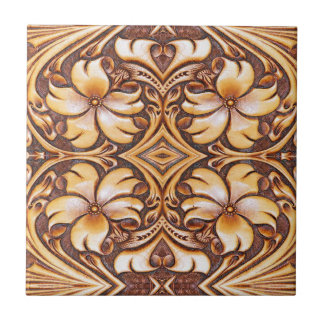 Cowboyplattan Mode Westerna Land Tooled Leather Ti Kakelplatta