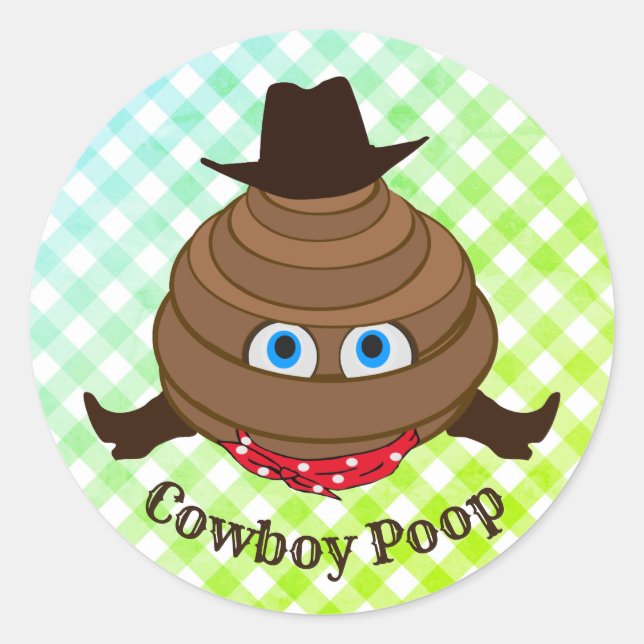 CowboyPoop Emoji Runt Klistermärke (Framsida)