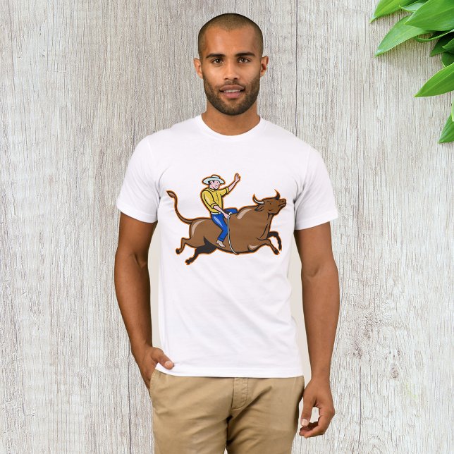 CowboyRiding A Bull Manar T-Shirt (Skapare uppladdad)