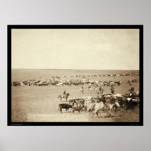 CowboyRunda-Upp på bellen Fouche SD 1887 Poster