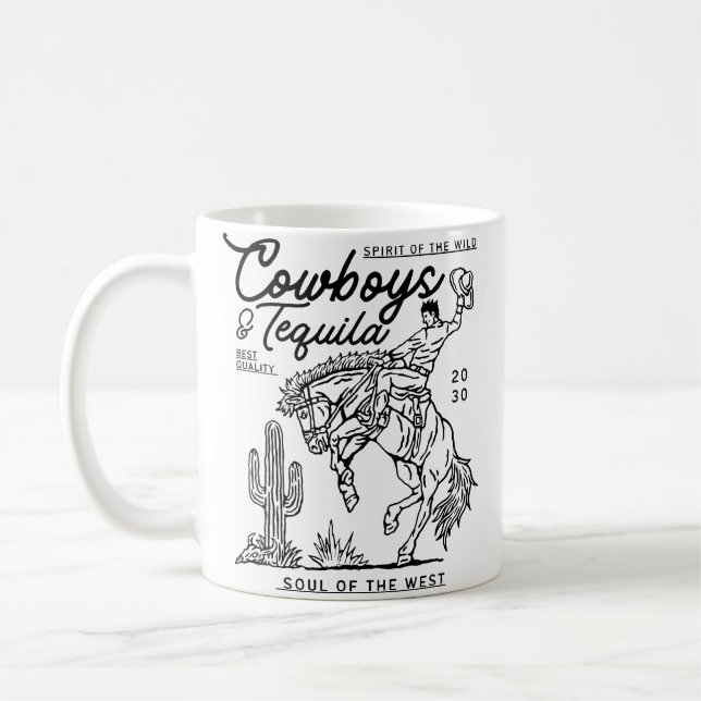 Cowboys And Tequila Texas Horse Riding Country Rod Kaffemugg (Vänster)