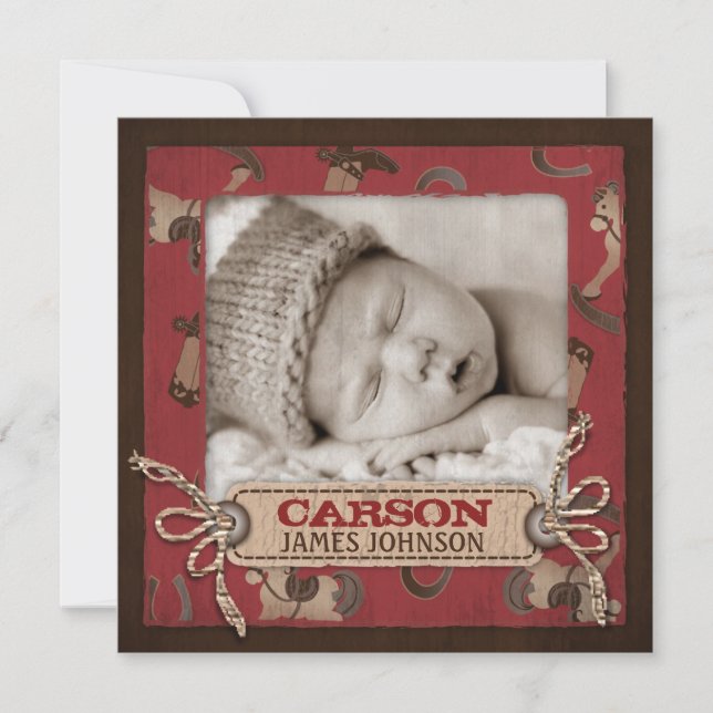 Cowboys Baby annnouncement Square Meddelande (Framsida)