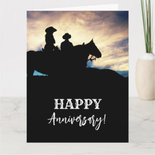 Cowboys cowgirl-häst-årsjubileum kort