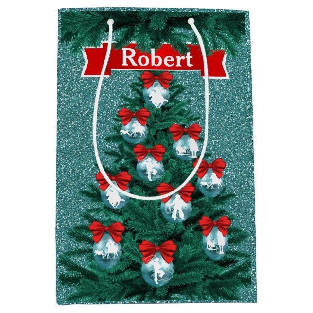 Cowboys Cowgirl Roping on Blue Helgdag Gift Bag (Framsidan)