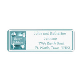 Cowboys Cowgirl Roping on Blue Photo Labels Returadress Etikett