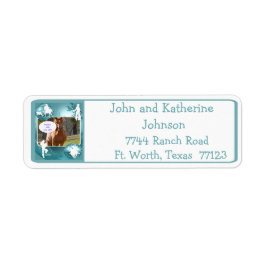 Cowboys Cowgirl Roping on Blue Photo Labels Returadress Etikett