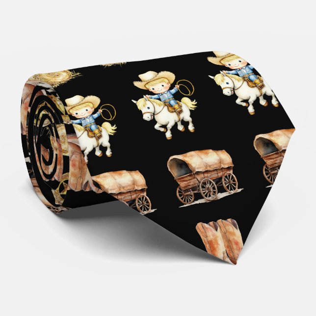Cowboys Cute Cartoon Neck Tie Slips (Rullad)
