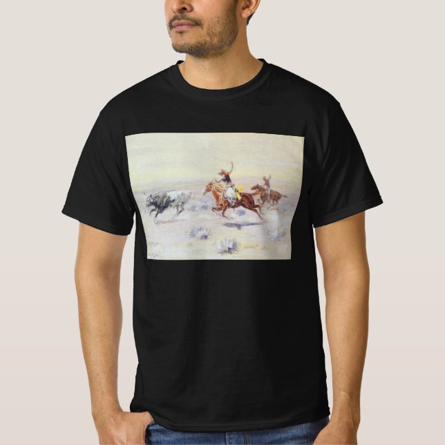 Cowboys från Bar Triangle av CM Russell Tee Shirt (Framsida)