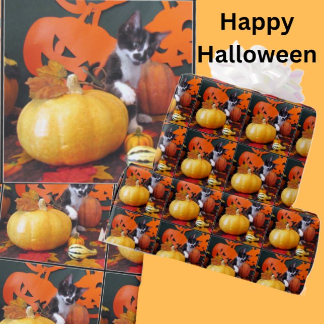 Cowboys Halloween - Katt/Kitten Wrapping Papper Presentpapper (Skapare uppladdad)