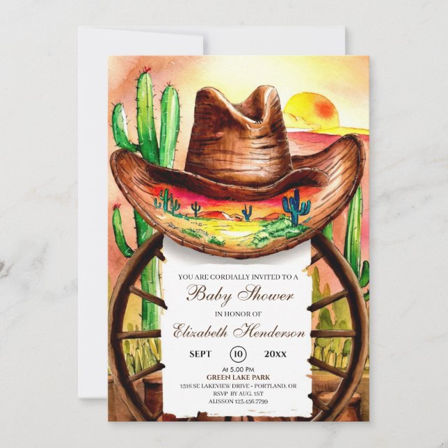 Cowboys Hat Baby Shower Inbjudningar (Framsida)