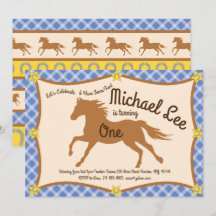 Cowboys Horse Pony Birthday-inbjudningar