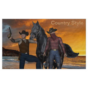 Cowboys Horse Saddle Land Stil Fabric Tyg