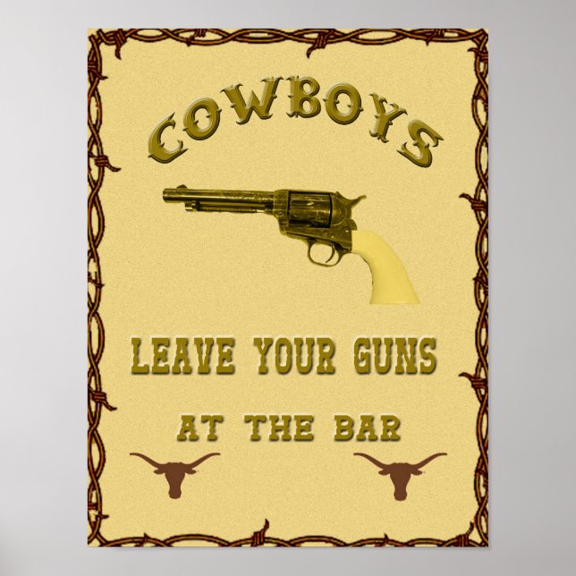 "Cowboys Lämnar era vapen.." Western Poster (Framsidan)